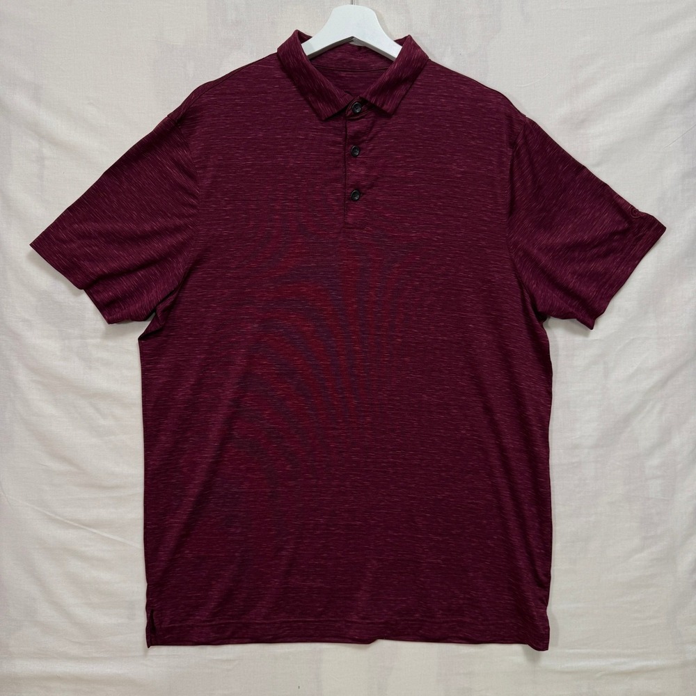 Champion Polo Shirt Mens Large Maroon Duo Dry Space Dye Performance Short Sleeve
